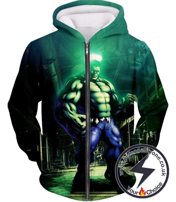 Hulk the Green Monster Animated Cool Zip Up Hoodie